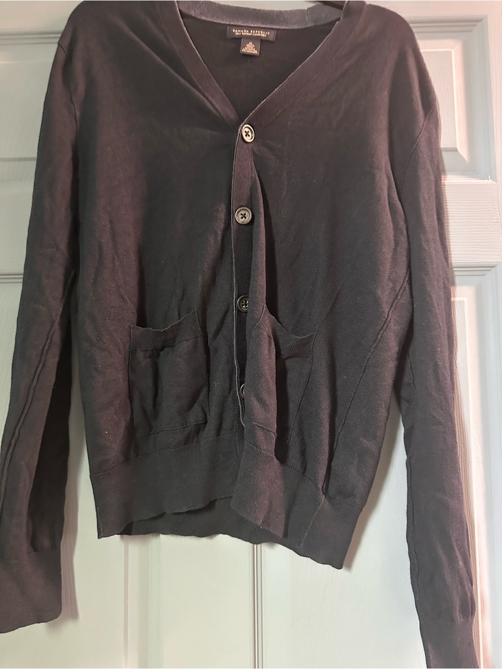 Banana Republic Dark Navy V-Neck Button Pocket Cardigan